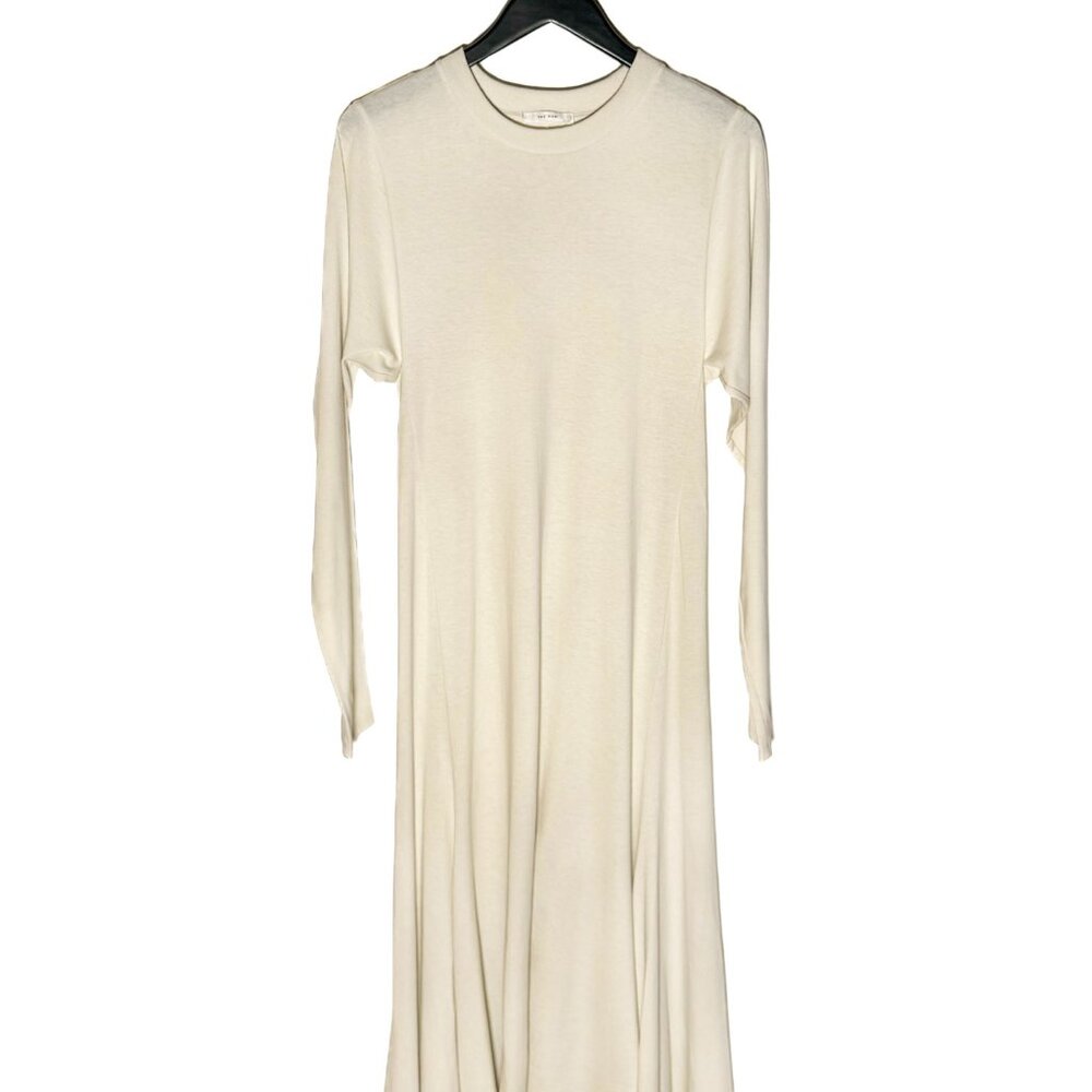 The Row Ivory Gentwood Long Sleeve A-Line Jersey Midi Dress